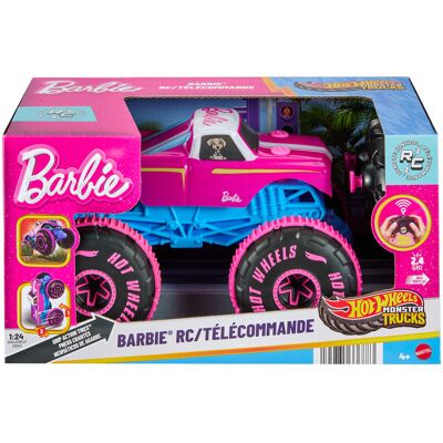 Mattel Hot Wheels Monster Trucks RC Barbie Różowy pojazd zdalnie sterowany w skali 1:24, dla dzieci 4+ JHW58 Mattel Hot Wheels Monster Trucks RC Barbie Różowy pojazd zdalnie sterowany w skali 1:24, dla dzieci 4+ JHW58