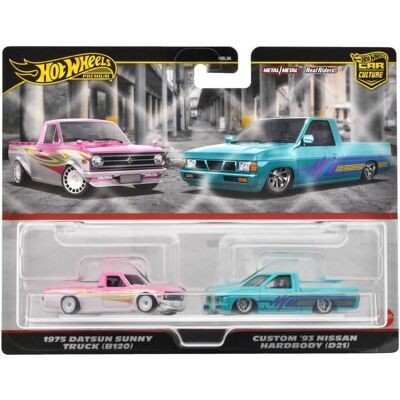 HOT WHEELS PREMIUM 1975 DATSUN SUNNY TRUCK (B120) + CUSTOM '93 NISSAN HARDBODY (D21) HRR78 HOT WHEELS PREMIUM 1975 DATSUN SUNNY TRUCK (B120) + CUSTOM '93 NISSAN HARDBODY (D21) HRR78