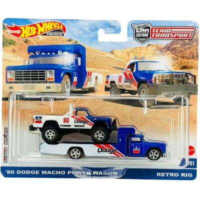 HOT WHEELS PREMIUM '80 DODGE MACHO POWER WAGON + RETRO RIG #51 HKF38 HOT WHEELS PREMIUM '80 DODGE MACHO POWER WAGON + RETRO RIG #51 HKF38