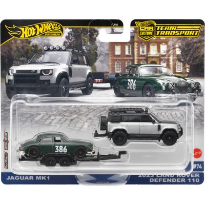 HOT WHEELS PREMIUM JAGUAR MK1 + 2023 LAND ROVER DEFENDER 110 #74 JBM29 HOT WHEELS PREMIUM JAGUAR MK1 + 2023 LAND ROVER DEFENDER 110 #74 JBM29