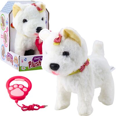 Lean Toys Interaktywny Piesek Z Kokardkami Na Smyczy Chodzi Szczeka Biały Lean Toys Interaktywny Piesek Z Kokardkami Na Smyczy Chodzi Szczeka Biały