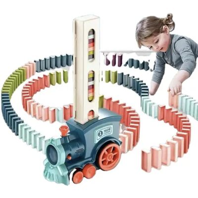 Inny producent Interaktywny Pociąg, Kolejka układająca Domino dla Dzieci - Niebieska Inny producent Interaktywny Pociąg, Kolejka układająca Domino dla Dzieci - Niebieska