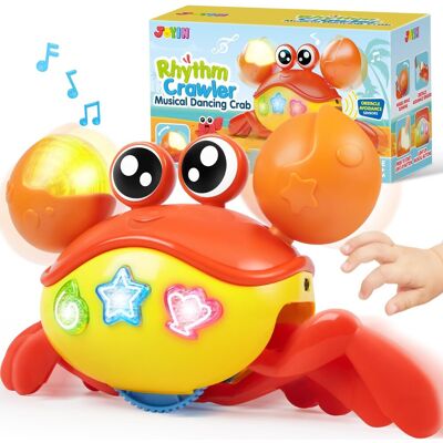 JOYIN Krab do raczkowania, zabawka dla niemowląt, interaktywna duża zabawka do kraba, tańczący krab, automatycznie omija przeszkody, prezent dla mał.. JOYIN Krab do raczkowania, zabawka dla niemowląt, interaktywna duża zabawka do kraba, tańczący krab, automatycznie omija przeszkody, prezent dla mał..