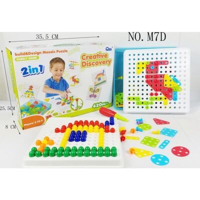 Lean Toys KLOCKI 2W1 KREATYWNA MOZAIKA,WKRĘTAK ŚRUBKI 420 EL. Lean Toys KLOCKI 2W1 KREATYWNA MOZAIKA,WKRĘTAK ŚRUBKI 420 EL.