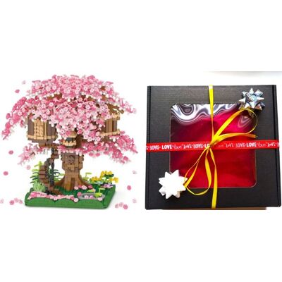 PRO Klocki DOMEK Drzewko BONSAI Kwiat Wiśni + Przyozdobione PUDEŁKO prezentowe PRO Klocki DOMEK Drzewko BONSAI Kwiat Wiśni + Przyozdobione PUDEŁKO prezentowe