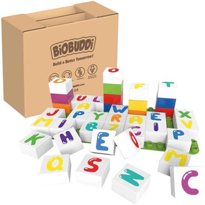 Klocki Edukacyjne ABC kostki BIOBUDDi Poznaj Litery Nauka Alfabetu Klocki Edukacyjne ABC kostki BIOBUDDi Poznaj Litery Nauka Alfabetu