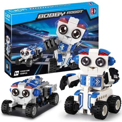 Klocki konstrukcyjne CaDA Robot Bobby 2w1 Pojazd z napędem pull back 195 elementów Klocki konstrukcyjne CaDA Robot Bobby 2w1 Pojazd z napędem pull back 195 elementów