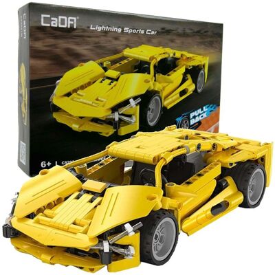 Klocki konstrukcyjne CaDA Samochód sportowy wyścigowy 24 cm Auto Lightning Sports Car z napędem pull back 357 elementów Klocki konstrukcyjne CaDA Samochód sportowy wyścigowy 24 cm Auto Lightning Sports Car z napędem pull back 357 elementów