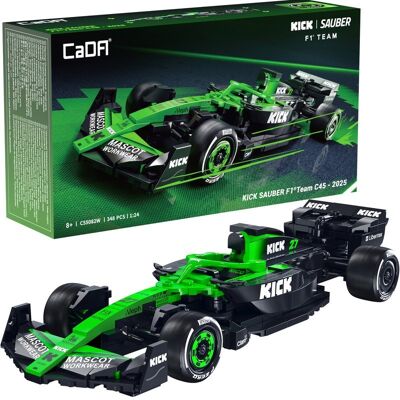 Klocki konstrukcyjne CaDA wyścigówka Samochód wyścigowy Kick Sauber F1 Team C45 2025 348 elementów Klocki konstrukcyjne CaDA wyścigówka Samochód wyścigowy Kick Sauber F1 Team C45 2025 348 elementów