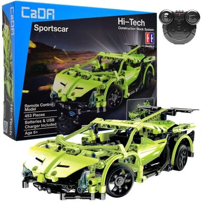 Klocki konstrukcyjne CaDA Zdalnie sterowane auto 32 cm Samochód zielony Sportscar 453 elementy RC Klocki konstrukcyjne CaDA Zdalnie sterowane auto 32 cm Samochód zielony Sportscar 453 elementy RC