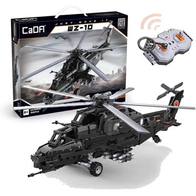 Klocki konstrukcyjne CaDA Zdalnie sterowany Helikopter wojskowy Śmigłowiec szturmowy WZ-10 RC 989 elementów Klocki konstrukcyjne CaDA Zdalnie sterowany Helikopter wojskowy Śmigłowiec szturmowy WZ-10 RC 989 elementów