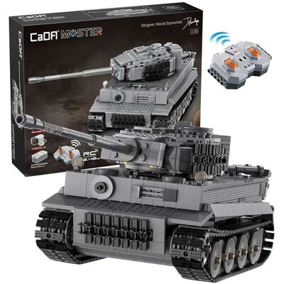 Klocki konstrukcyjne CaDA Zdalnie sterowany szary czołg Pojazd militarny Tygrys Tiger RC 925 elementów Klocki konstrukcyjne CaDA Zdalnie sterowany szary czołg Pojazd militarny Tygrys Tiger RC 925 elementów