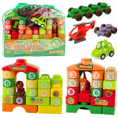 Lean Toys Klocki Konstrukcyjne Edukacyjne W Torbie Dinozaury Cyfry Litery 91 el. Lean Toys Klocki Konstrukcyjne Edukacyjne W Torbie Dinozaury Cyfry Litery 91 el.