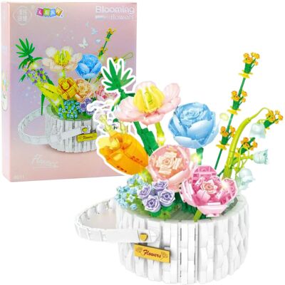 Lean Toys Klocki Konstrukcyjne Kompozycja Kwiatowa W Koszyku Światła LED 1376 elementów Lean Toys Klocki Konstrukcyjne Kompozycja Kwiatowa W Koszyku Światła LED 1376 elementów