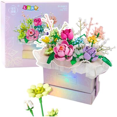 Lean Toys Klocki Konstrukcyjne Kompozycja W Pudełku Box Kwiatowy Fioletowy LED 706 elementów Lean Toys Klocki Konstrukcyjne Kompozycja W Pudełku Box Kwiatowy Fioletowy LED 706 elementów