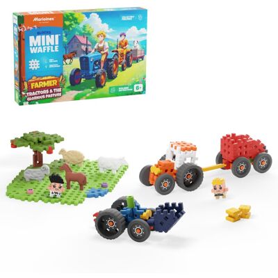 Klocki konstrukcyjne, Mini Waffle Farmer, Marioinex, Traktory I Wypasiona Łąka, 100 elementów Klocki konstrukcyjne, Mini Waffle Farmer, Marioinex, Traktory I Wypasiona Łąka, 100 elementów