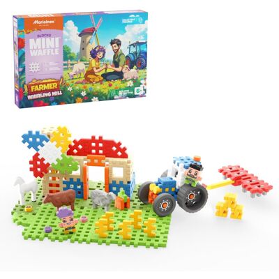 Klocki konstrukcyjne, Mini Waffle Farmer, Marioinex, Zakręcony Młyn, 100 elementów Klocki konstrukcyjne, Mini Waffle Farmer, Marioinex, Zakręcony Młyn, 100 elementów