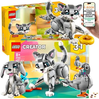 KLOCKI LEGO CREATOR 3w1 - KOT PIES GOŁĄB KOTEK PIESEK ZWIERZĘTA - (31163) Psotny Kot PREZENT DLA DZIECKA + EBOOK-1 KLOCKI LEGO CREATOR 3w1 - KOT PIES GOŁĄB KOTEK PIESEK ZWIERZĘTA - (31163) Psotny Kot PREZENT DLA DZIECKA + EBOOK-1