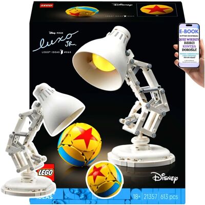 KLOCKI LEGO DLA MIŁOŚNIKÓW PIXARA DISNEYA – LEGO® Luxo Jr. (21357) z Ruchomą Figurkową Lampką i Ukrytymi Motywami z Filmów + EBOOK-2 KLOCKI LEGO DLA MIŁOŚNIKÓW PIXARA DISNEYA – LEGO® Luxo Jr. (21357) z Ruchomą Figurkową Lampką i Ukrytymi Motywami z Filmów + EBOOK-2