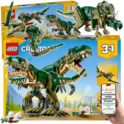 KLOCKI LEGO PREZENT CREATOR 3w1 - DINOZAURY 3w1 TYRANOZAUR, DINOZAUR, PTERODAKTYL + EBOOK-1 KLOCKI LEGO PREZENT CREATOR 3w1 - DINOZAURY 3w1 TYRANOZAUR, DINOZAUR, PTERODAKTYL + EBOOK-1