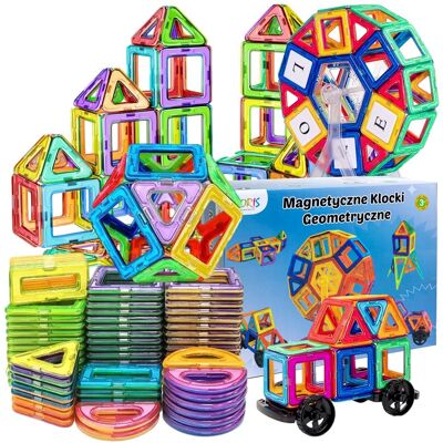 Doris Klocki Magnetyczne 120 elementów 3D Duże Konstrukcyjne - Magnetic Tiles Koło młyńskie, pojazdy Zestaw XXL Doris Klocki Magnetyczne 120 elementów 3D Duże Konstrukcyjne - Magnetic Tiles Koło młyńskie, pojazdy Zestaw XXL