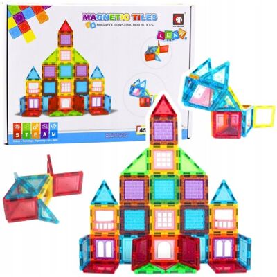 Lean Toys Klocki Magnetyczne 3D Układanka Konstrukcyjna Kolorowe 45 el. Lean Toys Klocki Magnetyczne 3D Układanka Konstrukcyjna Kolorowe 45 el.