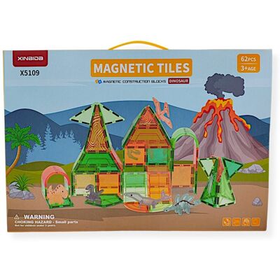 X-Bida Klocki magnetyczne dinozaury 62 elementy transparentne – 3+ X-Bida Klocki magnetyczne dinozaury 62 elementy transparentne – 3+