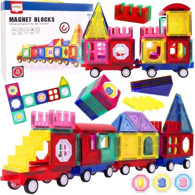 MalPlay Klocki Magnetyczne Edukacyjne 3D Kreatywne 72 elementów MalPlay Klocki Magnetyczne Edukacyjne 3D Kreatywne 72 elementów
