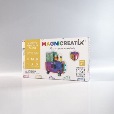 Klocki magnetyczne KOMPATYBILNE z ® PASTEL 16 el. MAGNICREATIX Klocki magnetyczne KOMPATYBILNE z ® PASTEL 16 el. MAGNICREATIX