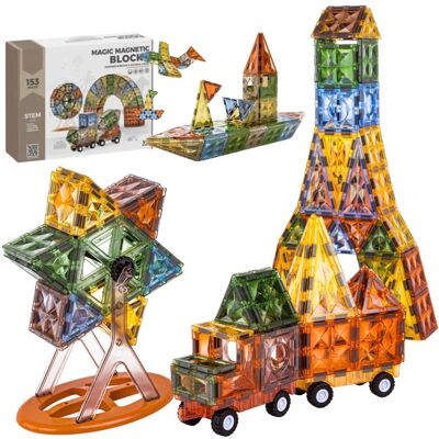 Peppyfun Klocki Magnetyczne Konstrukcyjne 3D Kreatywny zestaw Edukacyjne 153 el Duże Peppyfun Klocki Magnetyczne Konstrukcyjne 3D Kreatywny zestaw Edukacyjne 153 el Duże