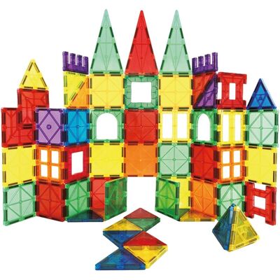 Springos Klocki magnetyczne, konstrukcyjne, samochody zestaw 100 szt. klocków edukacyjnych dla dzieci, kolorowe Springos Klocki magnetyczne, konstrukcyjne, samochody zestaw 100 szt. klocków edukacyjnych dla dzieci, kolorowe