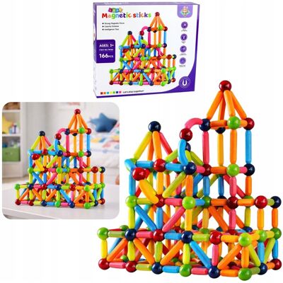 Lean Toys Klocki MAGNETYCZNE Konstrukcyjne Sticks Edukacyjne Kreatywne 166el. PREZENT Lean Toys Klocki MAGNETYCZNE Konstrukcyjne Sticks Edukacyjne Kreatywne 166el. PREZENT