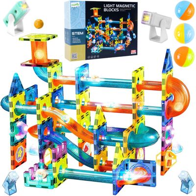 MalPlay Klocki Magnetyczne Konstrukcyjne Świecące 3D Tor Kulkowy 110 elementów MalPlay Klocki Magnetyczne Konstrukcyjne Świecące 3D Tor Kulkowy 110 elementów