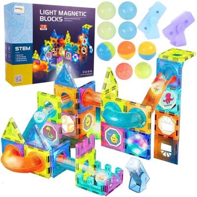 MalPlay Klocki Magnetyczne Konstrukcyjne Świecący Tor 75 Elementów MalPlay Klocki Magnetyczne Konstrukcyjne Świecący Tor 75 Elementów