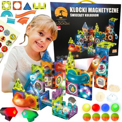 Inny producent Klocki Magnetyczne Konstrukcyjne Świecący Tor Kulkowy Kulodrom 75El Inny producent Klocki Magnetyczne Konstrukcyjne Świecący Tor Kulkowy Kulodrom 75El