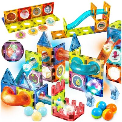 Kinderplay Klocki Magnetyczne Konstrukcyjne Świecący Tor Panele 75 Elementów Kinderplay Klocki Magnetyczne Konstrukcyjne Świecący Tor Panele 75 Elementów