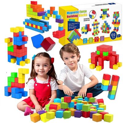 Doris Klocki Magnetyczne Kostki 3D Konstrukcyjne Bloczki Sześciany Zestaw 69 El Doris Klocki Magnetyczne Kostki 3D Konstrukcyjne Bloczki Sześciany Zestaw 69 El