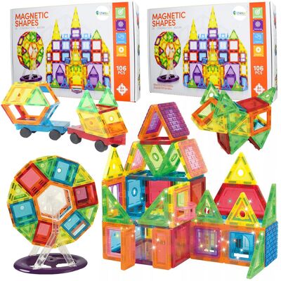 Stator Klocki magnetyczne kreatywne zestaw 212 elementów Magnetic Tiles panele 3D Stator Klocki magnetyczne kreatywne zestaw 212 elementów Magnetic Tiles panele 3D