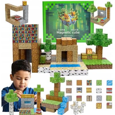 MAT GROUP Klocki Magnetyczne Minecraft Sześciany Kostki Konstrukcyjne 200 Elementów Dla Dzieci 3+ Zestaw Edukacyjny STEM Kreatywne Budowanie MAT GROUP Klocki Magnetyczne Minecraft Sześciany Kostki Konstrukcyjne 200 Elementów Dla Dzieci 3+ Zestaw Edukacyjny STEM Kreatywne Budowanie