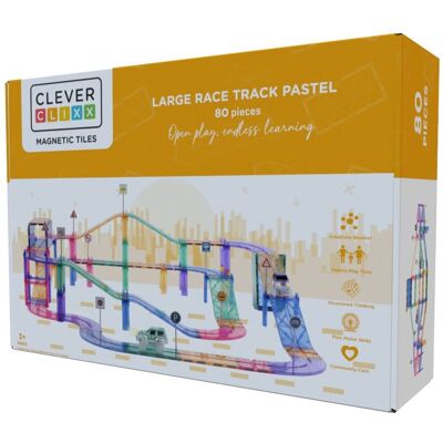 Klocki magnetyczne pastelowy tor wyścigowy Race Truck Intense 80 elementów Cleverclixx Klocki magnetyczne pastelowy tor wyścigowy Race Truck Intense 80 elementów Cleverclixx