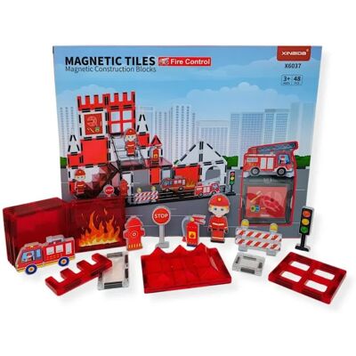 X-Bida Klocki magnetyczne straż pożarna 48 el. – Magnetic Tiles 3+ X-Bida Klocki magnetyczne straż pożarna 48 el. – Magnetic Tiles 3+