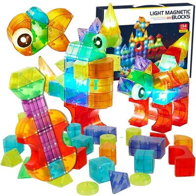 Doris KLOCKI MAGNETYCZNE ŚWIECĄCE KOSTKI 3D KONSTRUKCYJNE EDUKACYJNE Zestaw 134el Doris KLOCKI MAGNETYCZNE ŚWIECĄCE KOSTKI 3D KONSTRUKCYJNE EDUKACYJNE Zestaw 134el