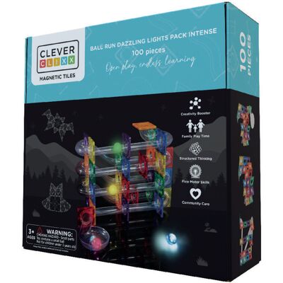 Cleverclixx - Klocki magnetyczne Ball Run Dazzling Lights Pack Intense - 100 el. Cleverclixx - Klocki magnetyczne Ball Run Dazzling Lights Pack Intense - 100 el.