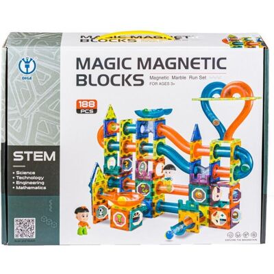 RAMIZ Klocki Magnetyczne, Tor Kulkowy Dla Kulek 188 Elementy Kulodrom RAMIZ Klocki Magnetyczne, Tor Kulkowy Dla Kulek 188 Elementy Kulodrom