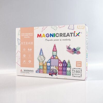 Klocki magnetyczne z ALFABETEM I LICZBAMI STEAM PASTEL 180 el. MAGNICREATIX Klocki magnetyczne z ALFABETEM I LICZBAMI STEAM PASTEL 180 el. MAGNICREATIX