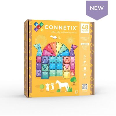 Klocki magnetyczne z brokatem Glitter Castle Pack 48 el Connetix 00048-GP Klocki magnetyczne z brokatem Glitter Castle Pack 48 el Connetix 00048-GP