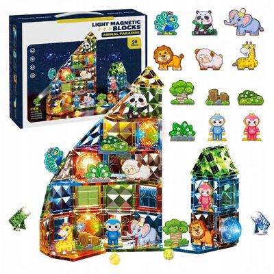 click4toys Klocki Magnetyczne Zoo Dla Dzieci Zwierzątka Świecący Zestaw Led 90 El click4toys Klocki Magnetyczne Zoo Dla Dzieci Zwierzątka Świecący Zestaw Led 90 El