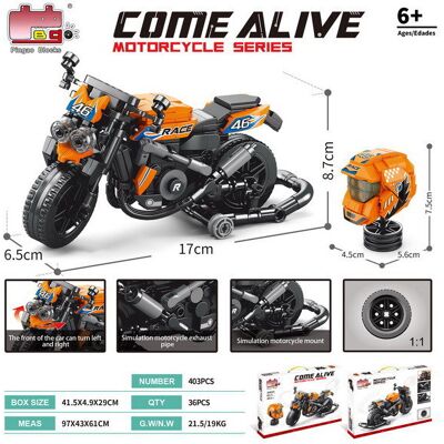 Lean Toys Klocki Motocykl Pomarańczowy Zestaw Lean Toys Klocki Motocykl Pomarańczowy Zestaw