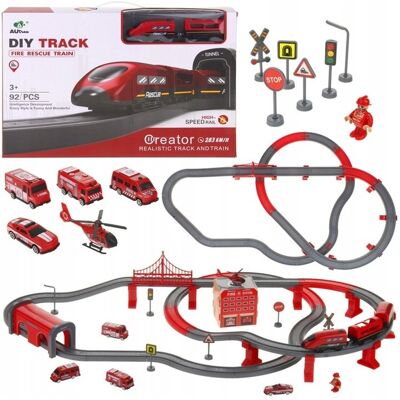 Joy4Kids Kolejka Elektryczna Straż Pożarna Auta Pociąg Tor Joy4Kids Kolejka Elektryczna Straż Pożarna Auta Pociąg Tor