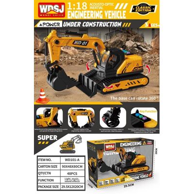 Lean Toys Koparka z Funkcją Dźwięku i Świateł Lean Toys Koparka z Funkcją Dźwięku i Świateł
